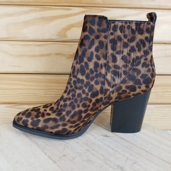 NEW MARC FISHER LTD Alva Leopard Calf Hair Bootie Ankle Boot Slip-on Pointed Toe - Picture 6 of 10